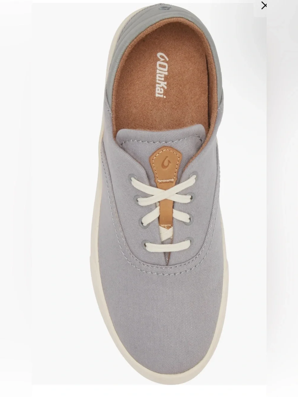 Olukai Kohu Casual womens light mist Gray Canvas Lace-Up Sneakers